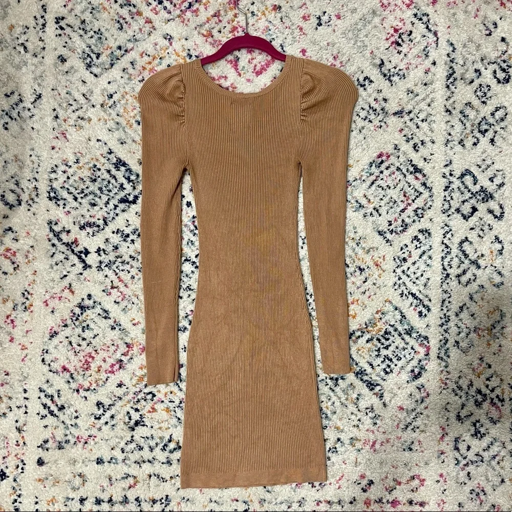 Abercrombie mini long sleeve sweater dress tan - Picture 3 of 5